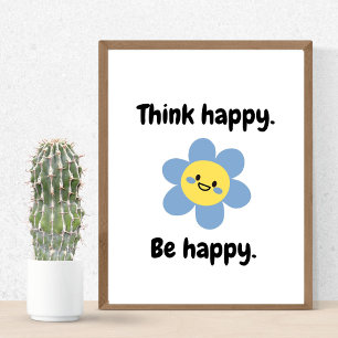 Poster Pense Happy Be Happy - Positive Mindset Kids Print