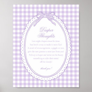 Poster Pensees Bebe Nœud Coquette Gingham Violet Lange