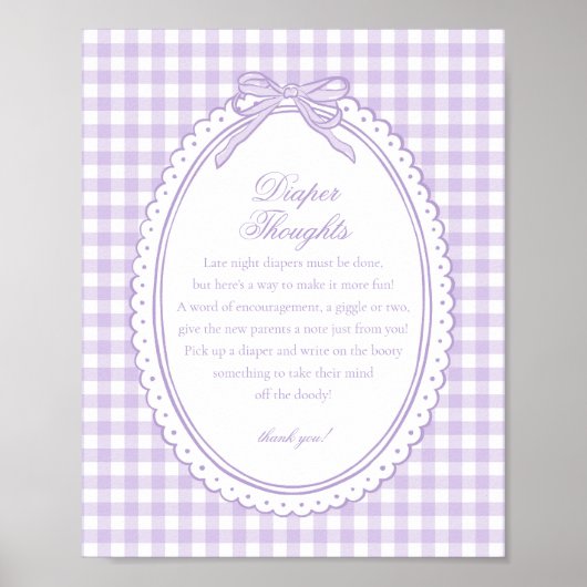 Poster Pensees Bebe Nœud Coquette Gingham Violet Lange (Devant)