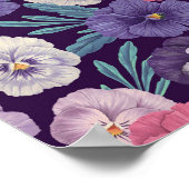 Poster Pensées colorées sur fond violet foncé (Coin)