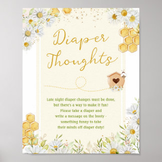 Poster Pensées de couche Abeille Baby shower d'abeilles s