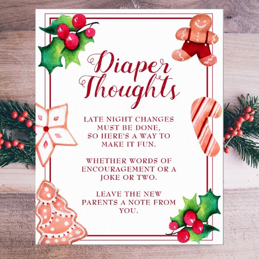Poster Pensées de couches Baby shower de Noël