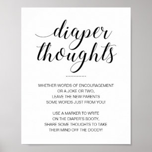 Poster Pensées de couches mignonnes Signale Baby shower d