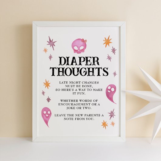 Poster Pensées de couches roses Symbole Baby shower d'Hal