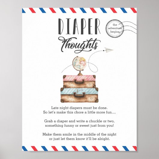 Poster Pensées de couches tard dans la nuit Baby shower J (Devant)