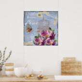 Poster Pensées de l'amour victorien Rêves Papillon Cage à (Cuisine)