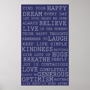 Poster Pensées positives pourpres Mots inspirants