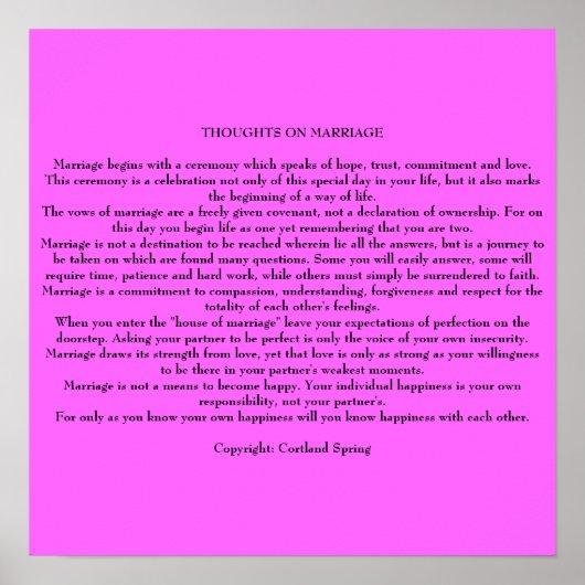 POSTER PENSÉES SUR LE MARIAGE (Devant)