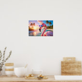 Poster PENSEUR ROSE - Flamant ROSE (Cuisine)
