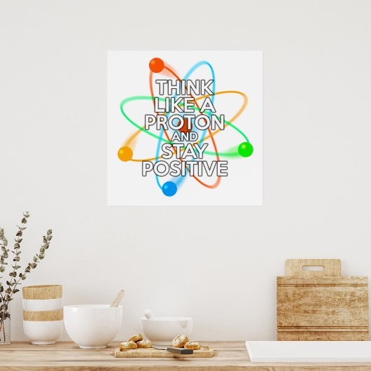 POSTER PENSEZ À UN PROTON ET RESTEZ POSITIF (Cuisine)