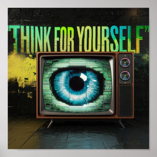 Poster Pensez À Vous-Même Retro TV Eyeball Glitch (Devant)