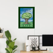 Poster Pensez au cerveau vert (Bureau à domicile)