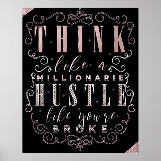 Poster Pensez comme un millionnaire, travaillez dur comme (Devant)
