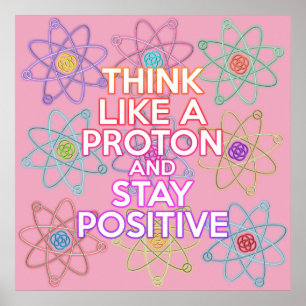 Poster PENSEZ COMME UN PROTON Citation de science moderne