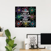 Poster PENSEZ COMME UN PROTON ET RESTEZ POSITIF Science (Bureau à domicile)