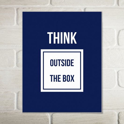 Poster Pensez en dehors de la boîte bleu motivation