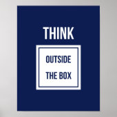 Poster Pensez en dehors de la boîte bleu motivation (Devant)