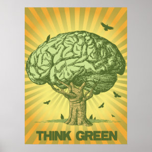 Poster Pensez Green Brain Tree