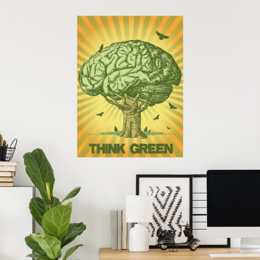 Poster Pensez Green Brain Tree (Bureau à domicile)