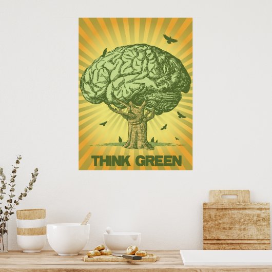 Poster Pensez Green Brain Tree (Cuisine)