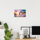 Poster PENSEZ PLUS ROSE - Flamant ROSE (Bureau à domicile)