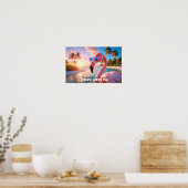 Poster PENSEZ PLUS ROSE - Flamant ROSE (Cuisine)