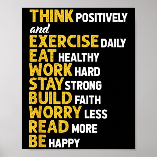 Poster Pensez Positivement Exercice Quotidien Gym Workout (Devant)