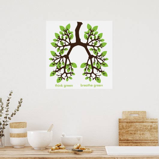 Poster pensez vert, respirez vert (Cuisine)