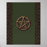 Pentacle de brindille de bois vert olive Wiccan