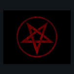Poster Pentagram Red Devil<br><div class="desc">Pentagramme rouge,  inversé,  texturé en cercle,  sur arrière - plan noir. Symbole occulte 666</div>