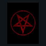 Poster Pentagram Red Devil<br><div class="desc">Pentagramme rouge,  inversé,  texturé en cercle,  sur arrière - plan noir. Symbole occulte 666</div>
