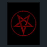 Poster Pentagram Red Devil<br><div class="desc">Pentagramme rouge,  inversé,  texturé en cercle,  sur arrière - plan noir. Symbole occulte 666</div>