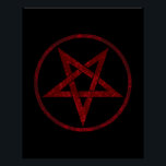 Poster Pentagram Red Devil<br><div class="desc">Pentagramme rouge,  inversé,  texturé en cercle,  sur arrière - plan noir. Symbole occulte 666</div>