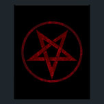 Poster Pentagram Red Devil<br><div class="desc">Pentagramme rouge,  inversé,  texturé en cercle,  sur arrière - plan noir. Symbole occulte 666</div>