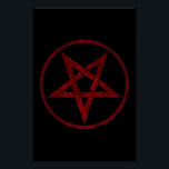 Poster Pentagram Red Devil<br><div class="desc">Pentagramme rouge,  inversé,  texturé en cercle,  sur arrière - plan noir. Symbole occulte 666</div>