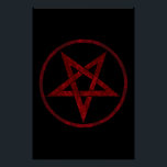 Poster Pentagram Red Devil<br><div class="desc">Pentagramme rouge,  inversé,  texturé en cercle,  sur arrière - plan noir. Symbole occulte 666</div>