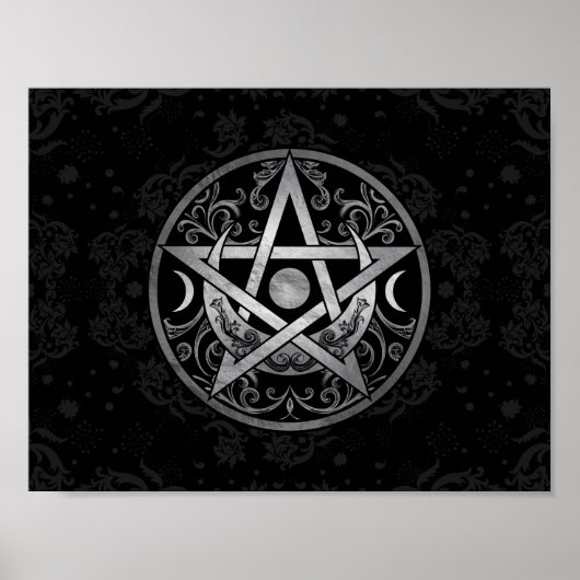 Poster Pentagramme - Argent et Noir (Devant)