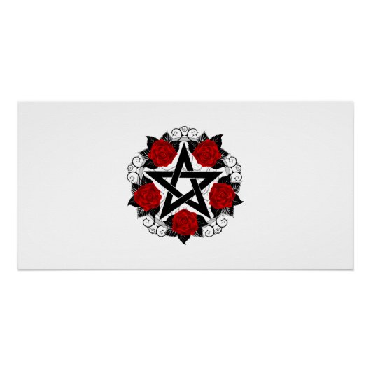 Poster Pentagramme aux roses rouges (Devant)