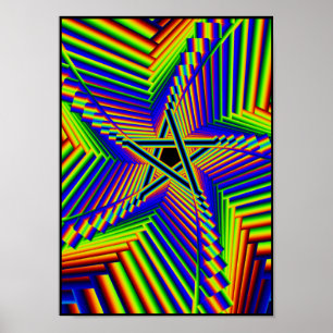 Poster pentagramme de tourbillonnement 3 d'arc-en-ciel