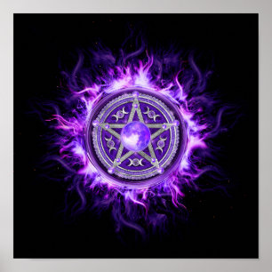 Poster Pentagramme mauve-lune