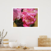 Poster Peoné rose en vase / Fleur de pivoine (Cuisine)