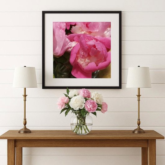 Poster Peoné rose en vase / Fleur de pivoine