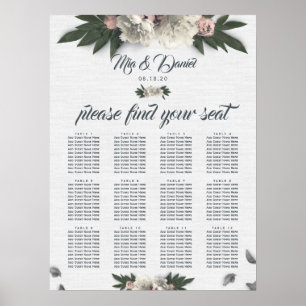 Poster Peonées florales de blanc glamour et de pêche