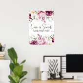Poster Peonies Bourgogne rose Floral Mariage L'amour est  (Bureau à domicile)