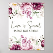 Poster Peonies Bourgogne rose Floral Mariage L'amour est  (Devant)
