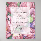 Poster Peonies - Combien de baisers jeu de douche nuptial (Devant)