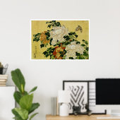 Poster Peonies et papillon (Bureau à domicile)