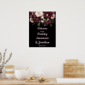 Poster Peonies rose prune violette Bienvenue à notre Po M (Cuisine)