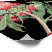 Poster Peonies roses Fleurs Mariage Black Seating Chart (Coin)