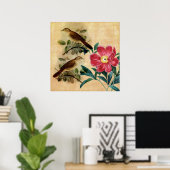 Poster Peony avec Nightingales (Bureau à domicile)